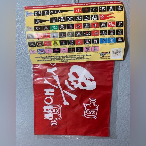 Flappin Flags: Happy Hour 2 sided Red/White Skull Water Resistant Flag - Picture 2 of 7